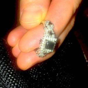 Genuine black diamond ring!!In platinumoversilver